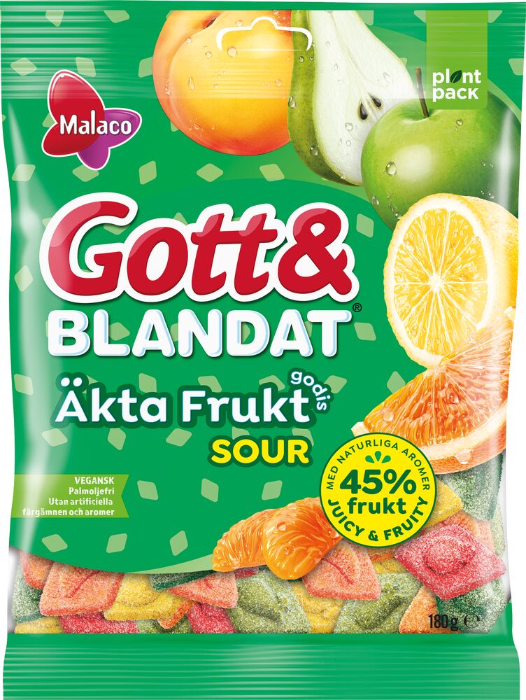 Malaco G&B Ekte Frukt Sour 140g